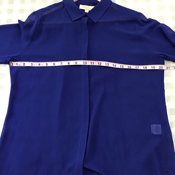 OLIVE & Oak blue button down shirt sheer cobalt blue shirt long sleeves medium - Picture 10 of 12